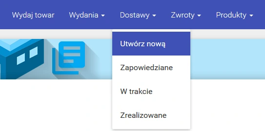 Utwórz dostawę w panelu